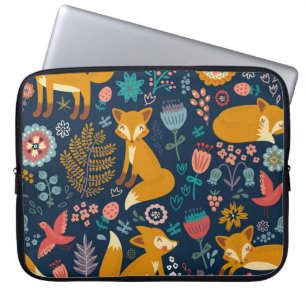 Colorful pattern with a foxfox,pattern,forest,fall laptop sleeve