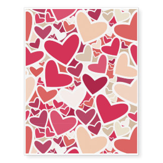Colorful pattern with hearts temporary tattoos