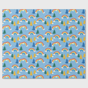 Colorful Pattern with Rainbows and Trees Wrapping Paper