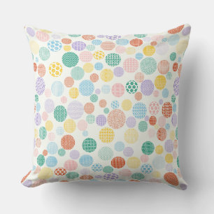 Colorful Patterned Circle Throw Pillow