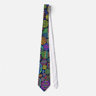 Colorful Patterned Circles on Blue Customizable Tie