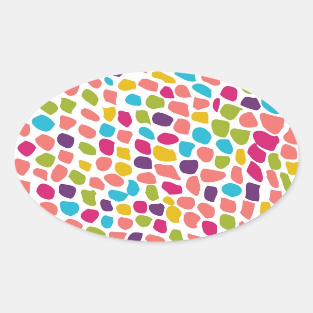 colorful patterned oval sticker (Front)