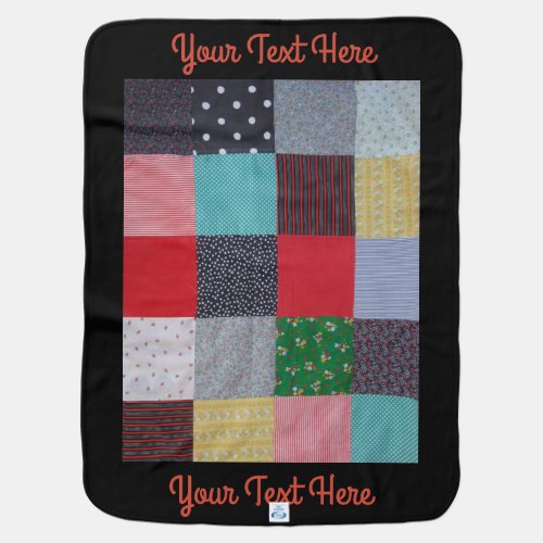 colorful patterned squares of vintage patchwork baby blanket
