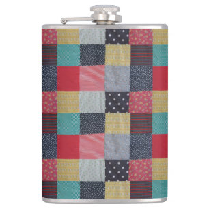 colorful patterned squares vintage patchwork flask
