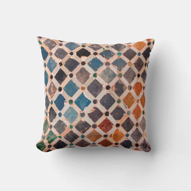 colorful patterned tiles throw pillow (Front)