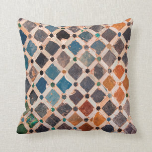 colorful patterned tiles throw pillow