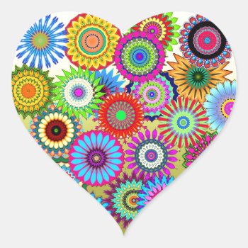 Colorful Patterns Kaleidoscopes Mosaics Heart Sticker by TiagoMiguel at Zazzle