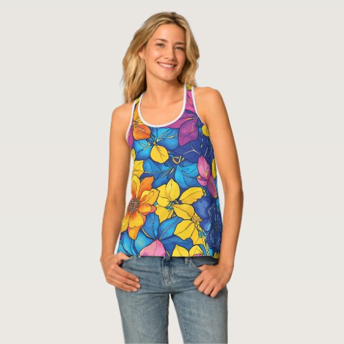 Colorful patterns of Floral Watercolor Tank Top