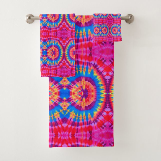 Colorful Patterns Tie-dye bohemian Bath Towel Set (Insitu)