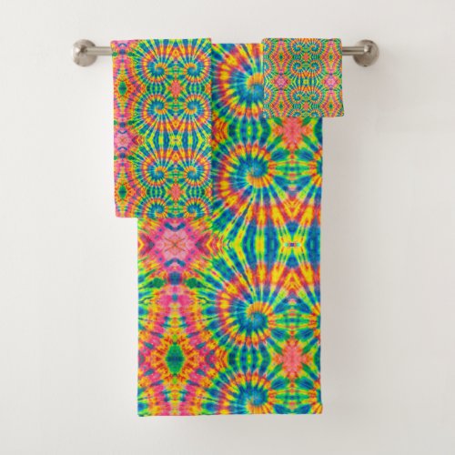 Colorful Patterns Tie_dye Hippie Bath Towel Set