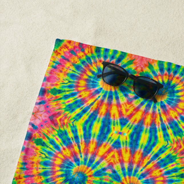 Colorful Patterns Tie-dye Hippie Beach Towel (In Situ)