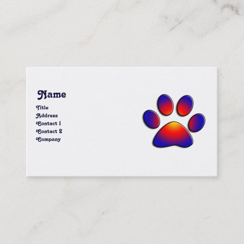 COLORFUL PAWblack white Business Card