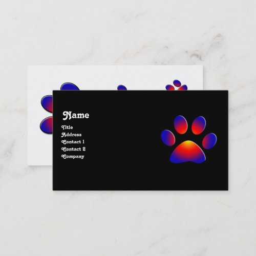 COLORFUL PAWblack white Business Card