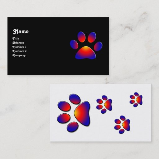 Customizable COLORFUL PAW,black white Business Card