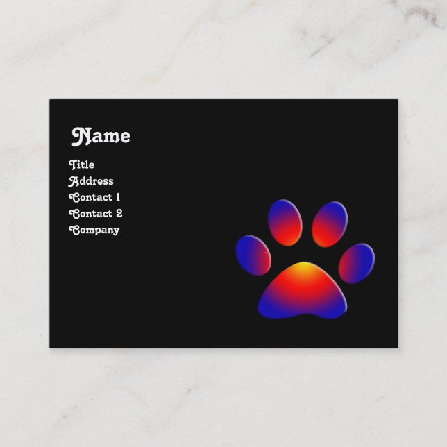 COLORFUL PAW,black white Business Card (Front)