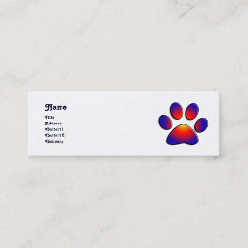 COLORFUL PAWblack white Mini Business Card