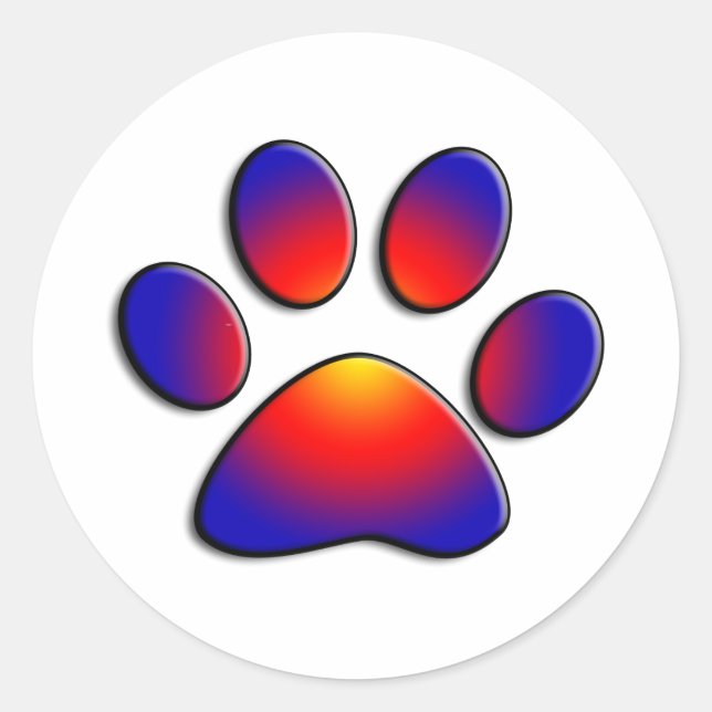 COLORFUL PAW CLASSIC ROUND STICKER (Front)