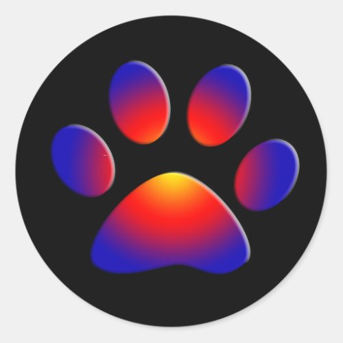 COLORFUL PAW CLASSIC ROUND STICKER