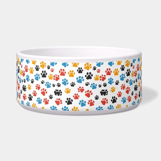 Colorful Paw Dog Bowl (Front)
