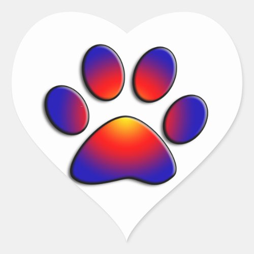 COLORFUL PAW Heart Heart Sticker