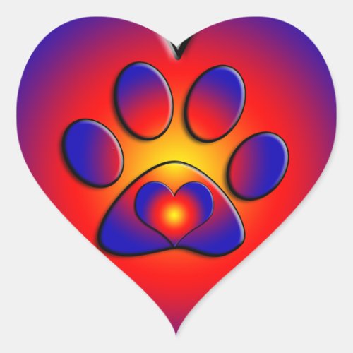 COLORFUL PAW Heart Heart Sticker