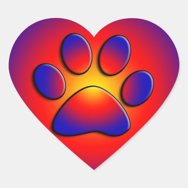 COLORFUL PAW Heart Sticker (Front)