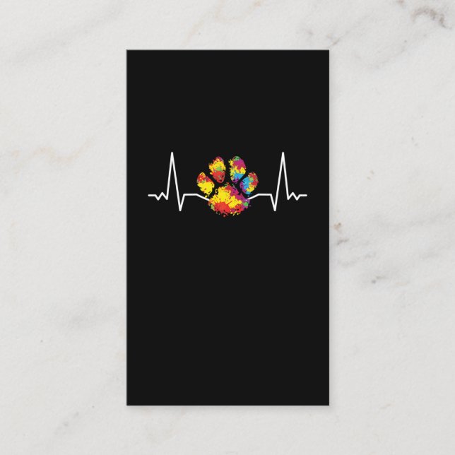 Colorful Paw Heartbeat Love Animals Business Card (Front)