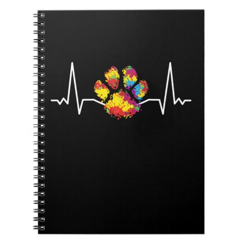 Colorful Paw Heartbeat Love Animals Notebook