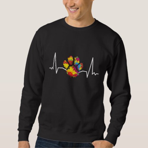 Colorful Paw Heartbeat Love Animals Sweatshirt