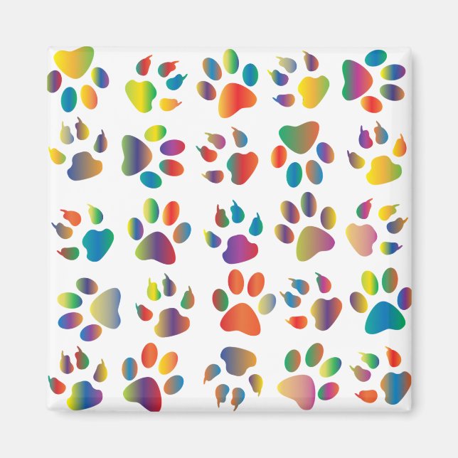 colorful paw pattern magnet (Front)