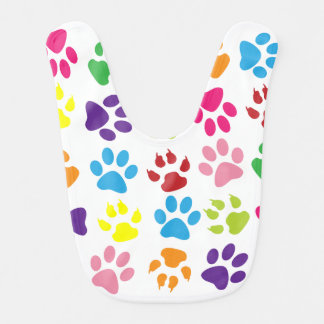 Colorful Paw Print Baby Bib