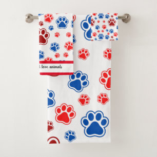 Colorful Paw Print - Best Dog Mom Gift Bath Towel Set