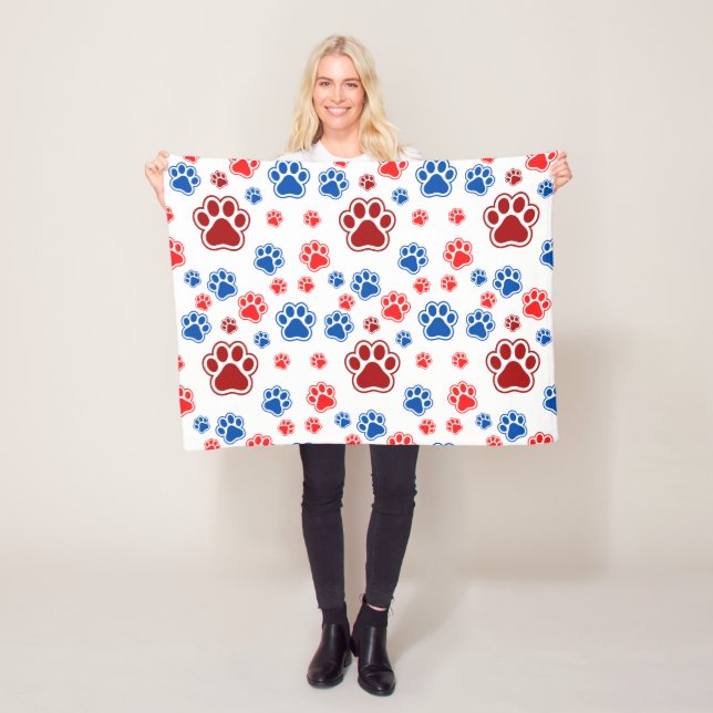 Colorful Paw Print - Best Dog Mom Gift Fleece Blanket (In Situ)