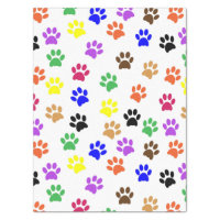 Cute Paw Prints Red Green Patterned Tissue Paper