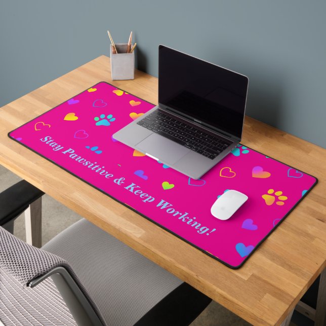 Colorful Paw Print Desk Mat  (Office 2)