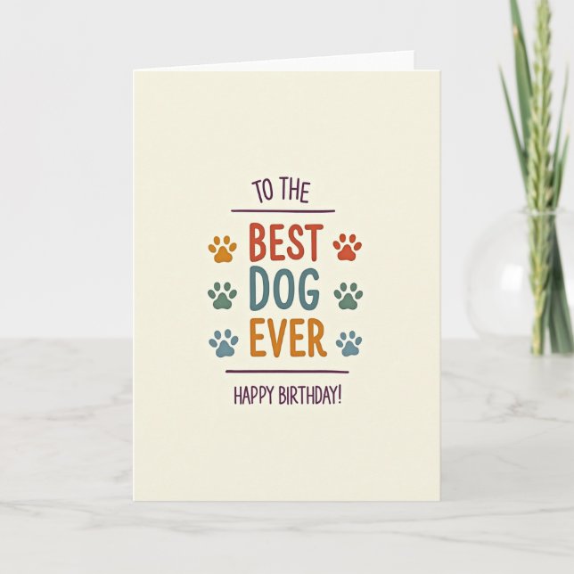 Colorful Paw Print Dog Card (Front)