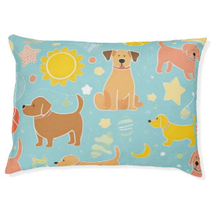 Colorful Paw Print Fun Dog Bed Playful Tennis