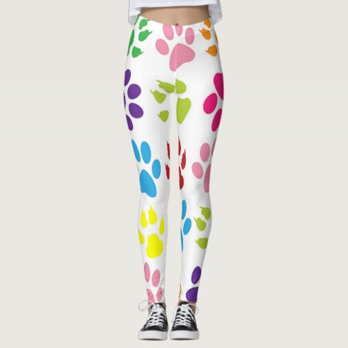 Colorful Paw Print Leggings