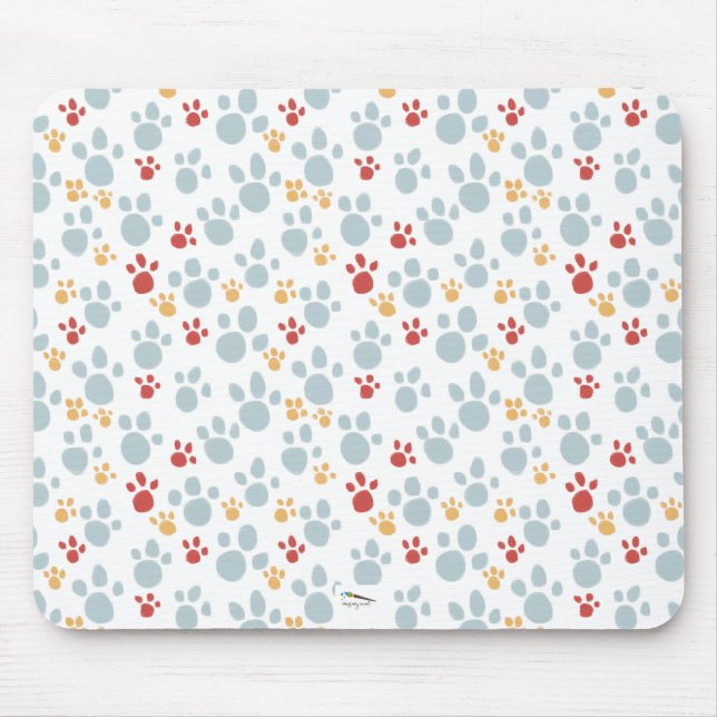 Colorful Paw Print Pattern Mouse Pad (Front)