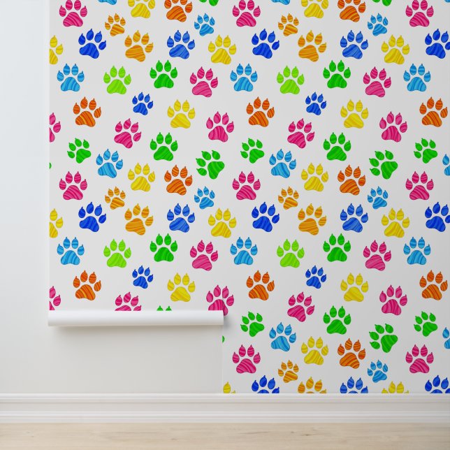 Colorful Paw Print Pattern Wallpaper  (Application)
