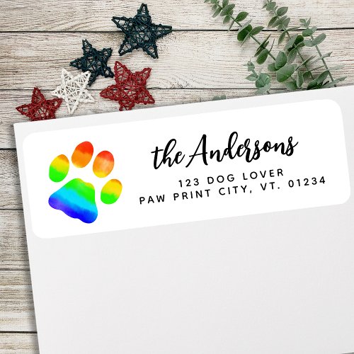 Colorful Paw Print Personalized Return Address Label