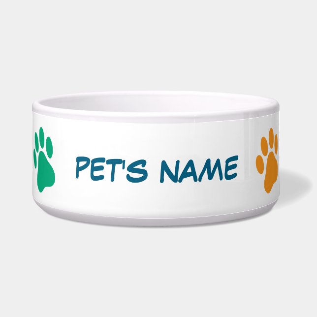 Colorful Paw Print Pet Bowl (Front)