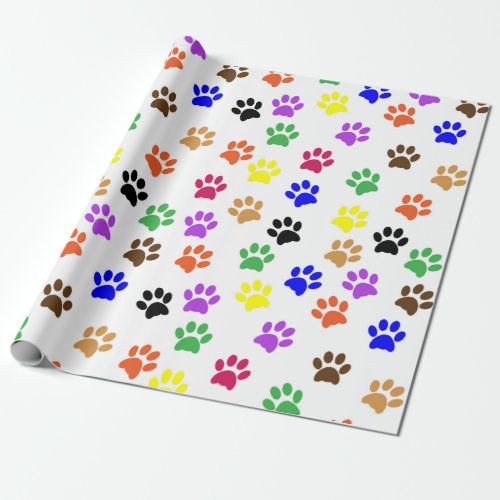 Colorful Paw Print Wrapping Paper