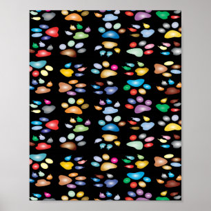 Colorful paw prints