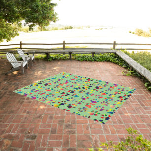 Colorful Paw Prints Animal Outdoor Rug