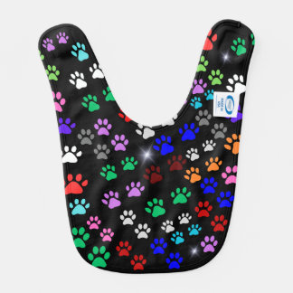 Colorful paw prints baby bib