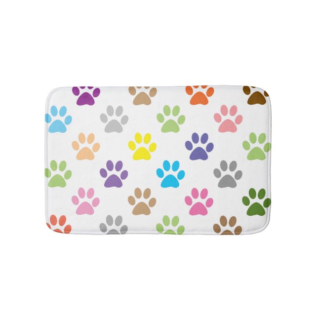 Colorful paw prints bathroom mat (Front)