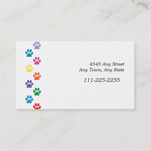 Colorful Paw Prints Border Business Card