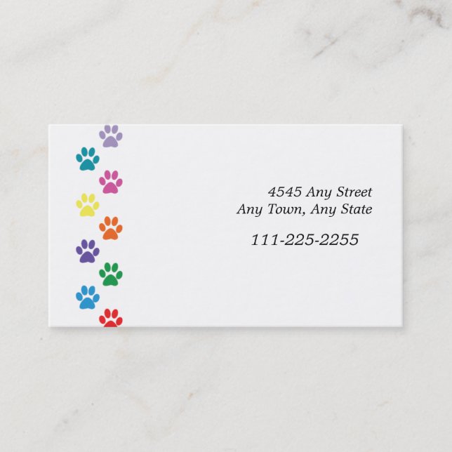Colorful Paw Prints Border Business Card (Front)