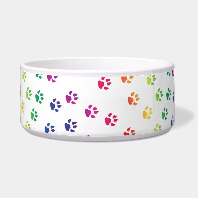 Colorful Paw Prints Bowl (Right)
